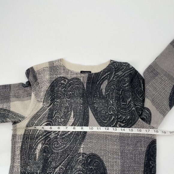 Talbots Gray Paisley Checkered Cashmere Sweater Womens Size Medium FLAWED - Picture 5 of 9